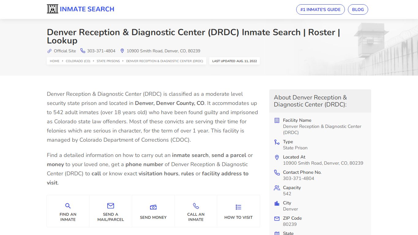 Denver Reception & Diagnostic Center (DRDC) Inmate Search ...